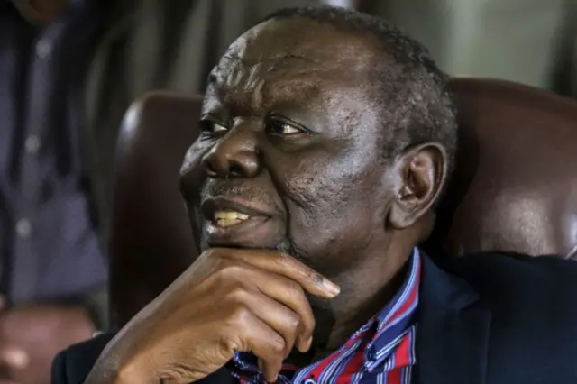 Zimbabwe"s Movement for Democratic Change (MDC) leader Morgan Tsvangirai speaks during a press conference