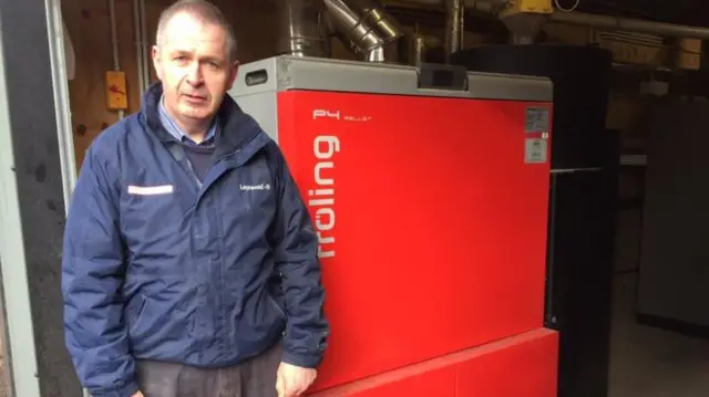 Colin Watt with his biomass boiler