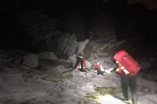 Practice rescue on Stanage Edge