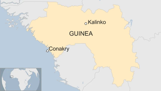 A map showing the location of Kalinko in Guinea