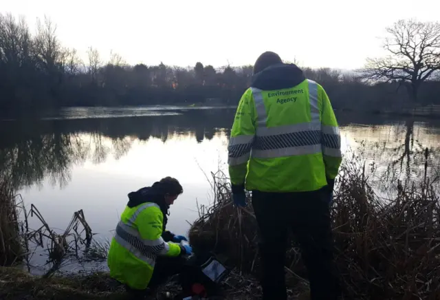 Environment agency cleaning up spillage