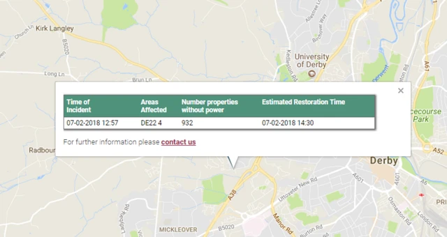 Power cut map