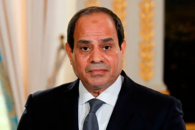 Egypt's President Abdel Fattah al-Sisi looks on during a press conference with his French counterpart at the Elysee Palace in Paris on October 24, 2017.