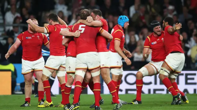 England celebrate beating Wales