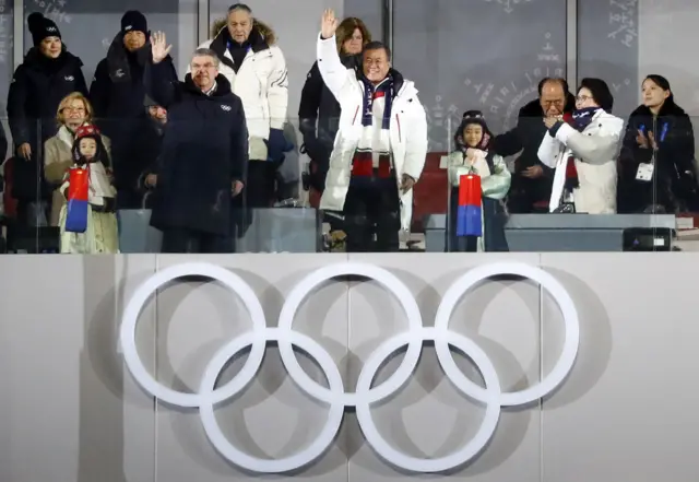 IOC President Thomas Bach and President of South Korea Moon Jae-in