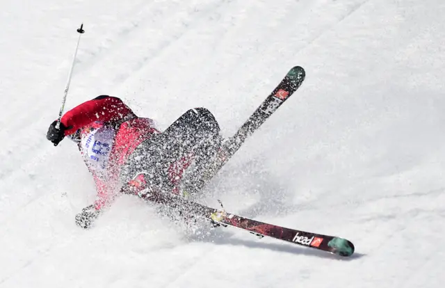 Crashed skier