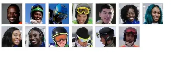 Facewall showing African competitors at Winter Olympics