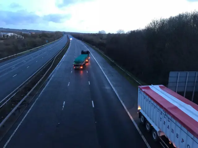 Traffic turning around on the M5 near Taunton