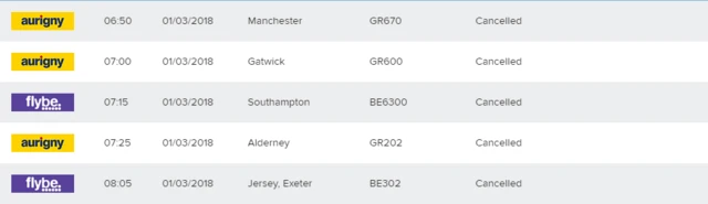 Guernsey Airport departures board screenshot