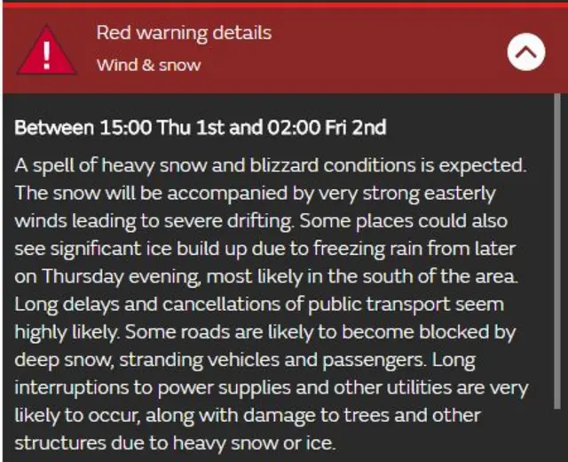 Met Office red warning