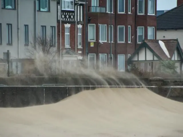 Snow drifts on Cleethorpes beach