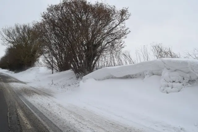 Snowdrift at Norwich Road, Barham