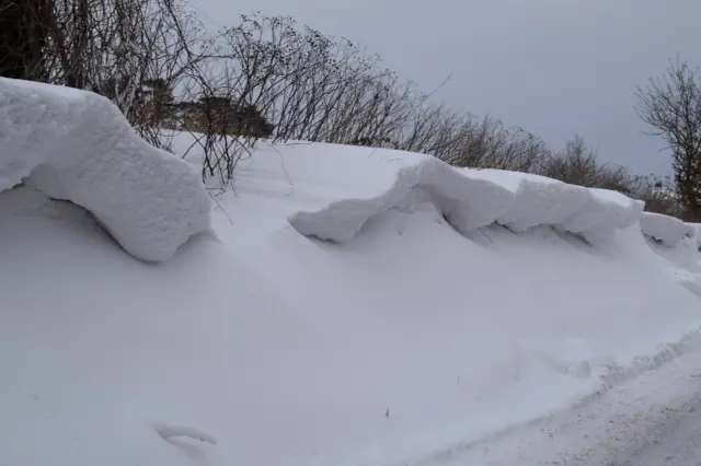 Snowdrift at Norwich Road, Barham