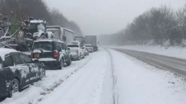 The majority of vehicles have now been removed from the M80, but some are still stranded