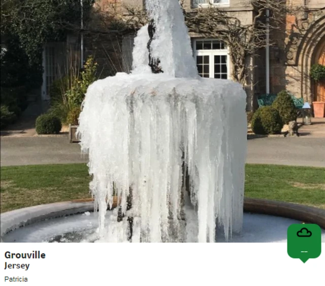 A frozen fountain in Grouville, Jersey
