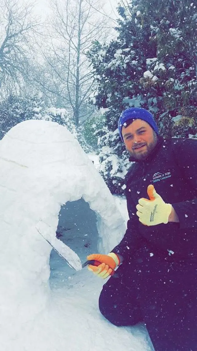 William Boyce building an igloo