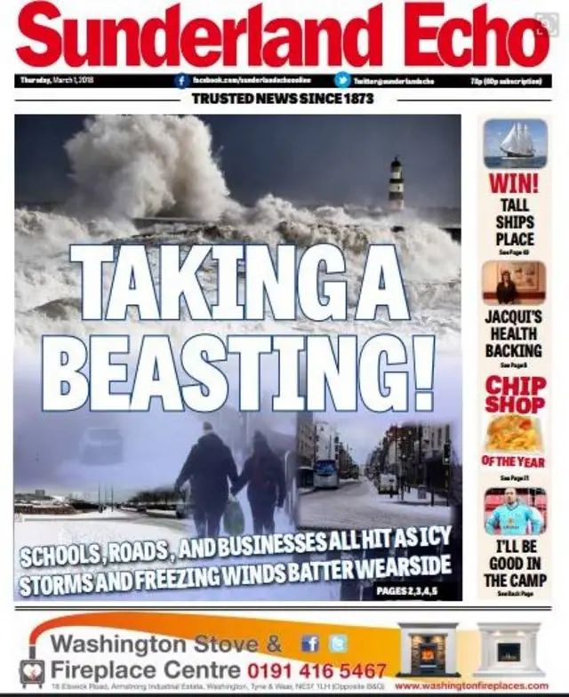 Sunderland Echo front page