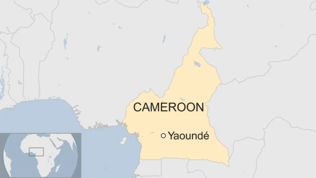 A map of Cameroon showing the location of the capital Yaoundé