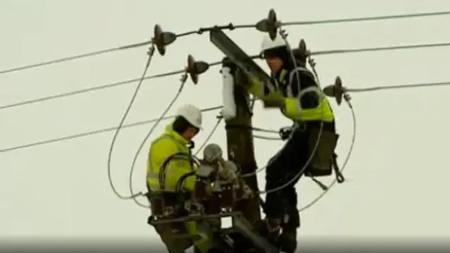 Power line workers