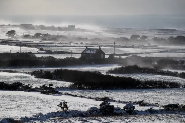 A snowy scene in the UK