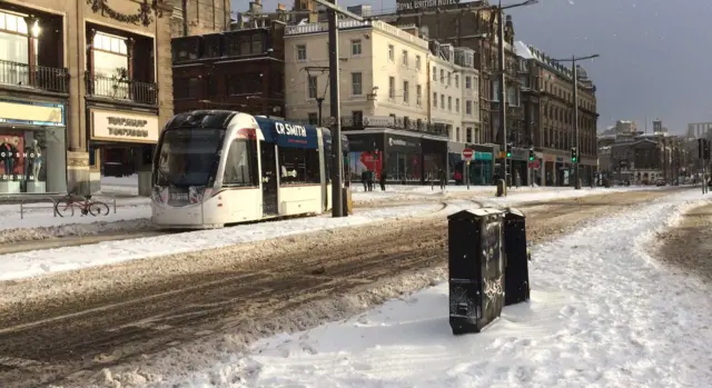 Tram in snow