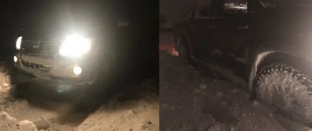 Car stuck in snow