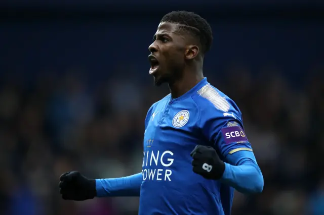 Kelechi Iheanacho of Leicester City celebrates