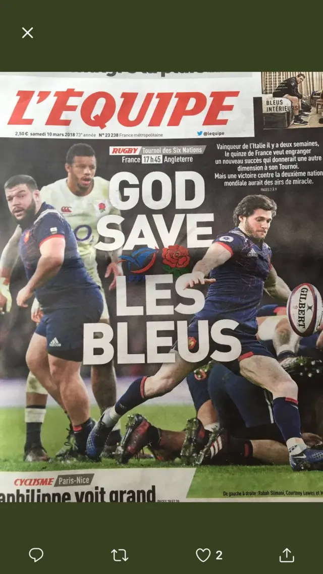 L'Equipe front page