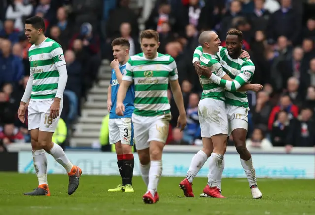 Scott Brown and Moussa Dembele celebrate Celtic's second goal