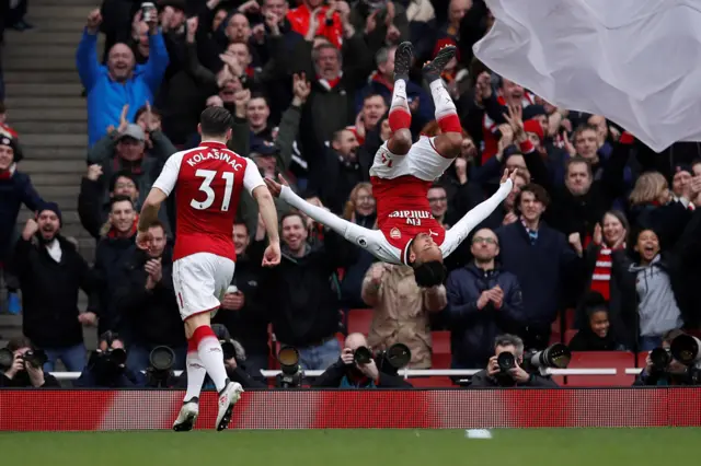 Pierre-Emerick Aubameyang celebrates