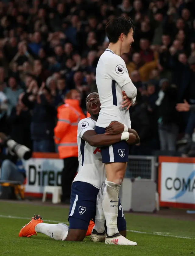 Son Heung-min celebrates