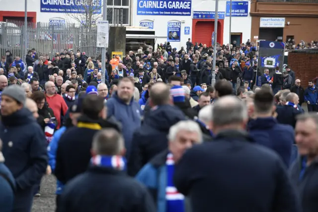 Fans mill around Ibrox