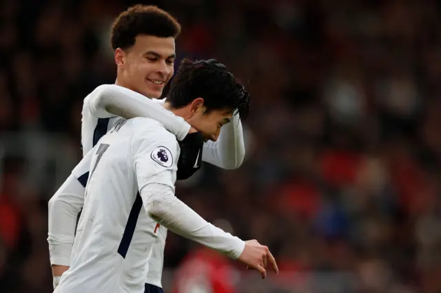 Son Heung-Min and Dele Alli celebrate