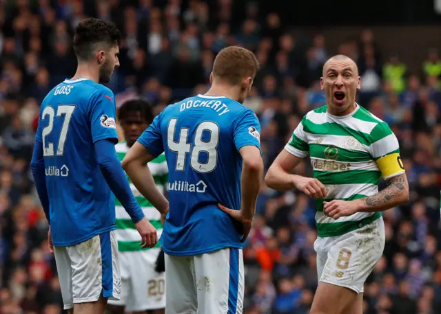 Celtic captain Scott Brown (right) in combative mood