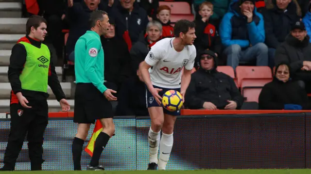 Jan Vertonghen retrieves the ball