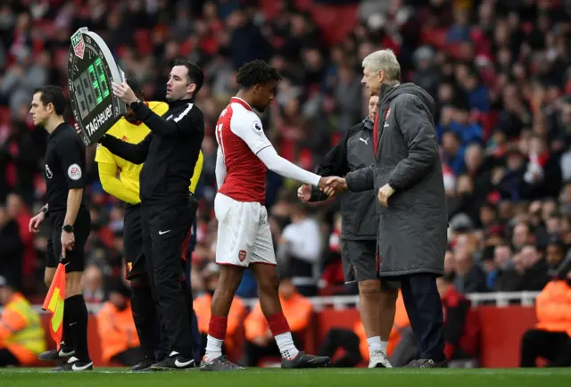 Alex Iwobi with manager Arsene Wenger