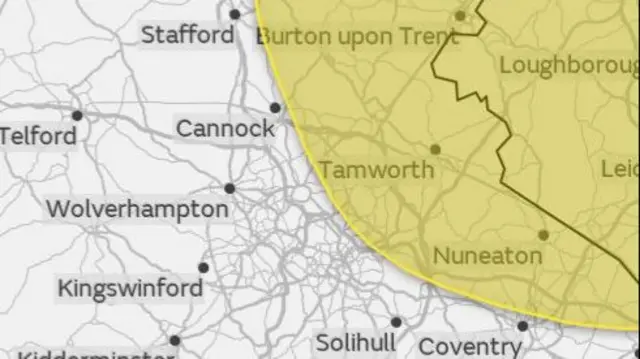 Area covered by weather warning