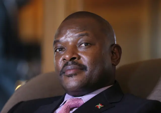 Burundian President Pierre Nkurunziza poses on June 4, 2014 at the Westin hotel in Paris.