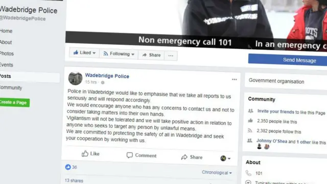 Police 'vigilantism' warning Facebook post