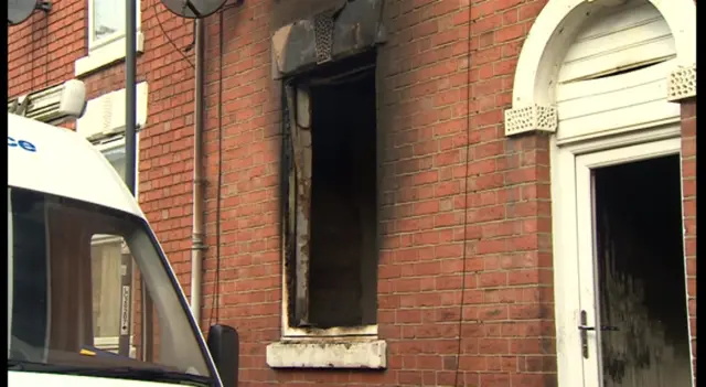 Fire damaged house in Harriet Road