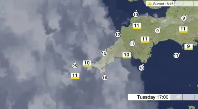 Tuesday's weather map