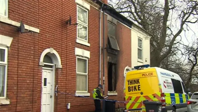 Fire damaged house in Harriet Road