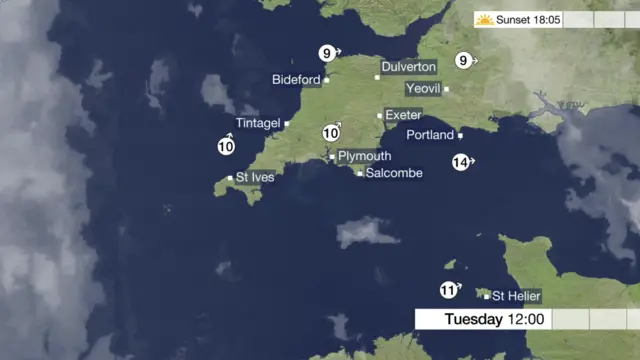 Weather for Devon and Cornwall