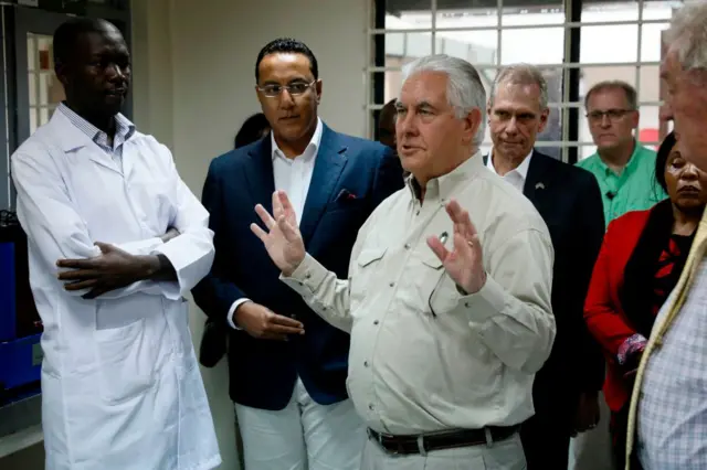 Tillerson speaks at an anti-poaching lab in Nairobi on Saturday