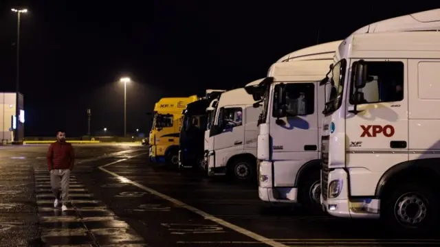 Lorries in a car park