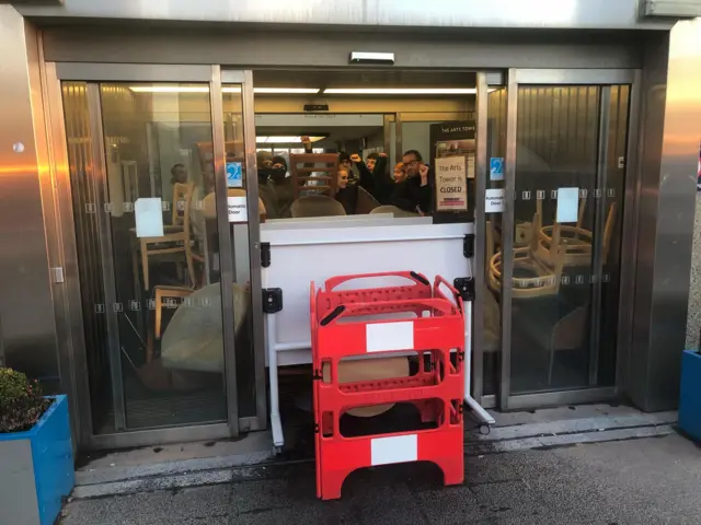 Students barricade arts tower entrance