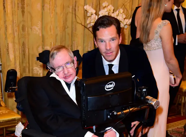 Professor Stephen Hawking and Benedict Cumberbatch attending a reception and dinner