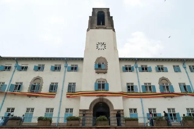 A picture taken on January 19, 2018 shows a general view of the main building of Makerere University in Kampala, Uganda