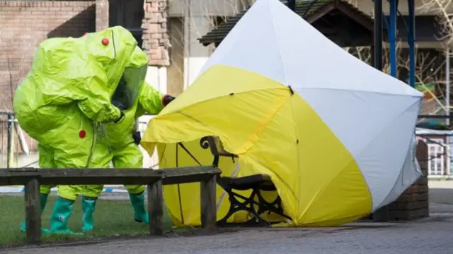 Tent set up around a bench in Salisbury