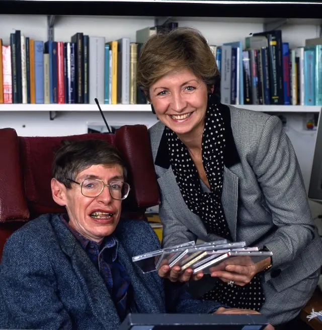 Stephen Hawking and Sue Lawley when he appeared on Desert Island Discs